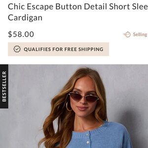 Vici Blue Cropped Cardigan Sweater